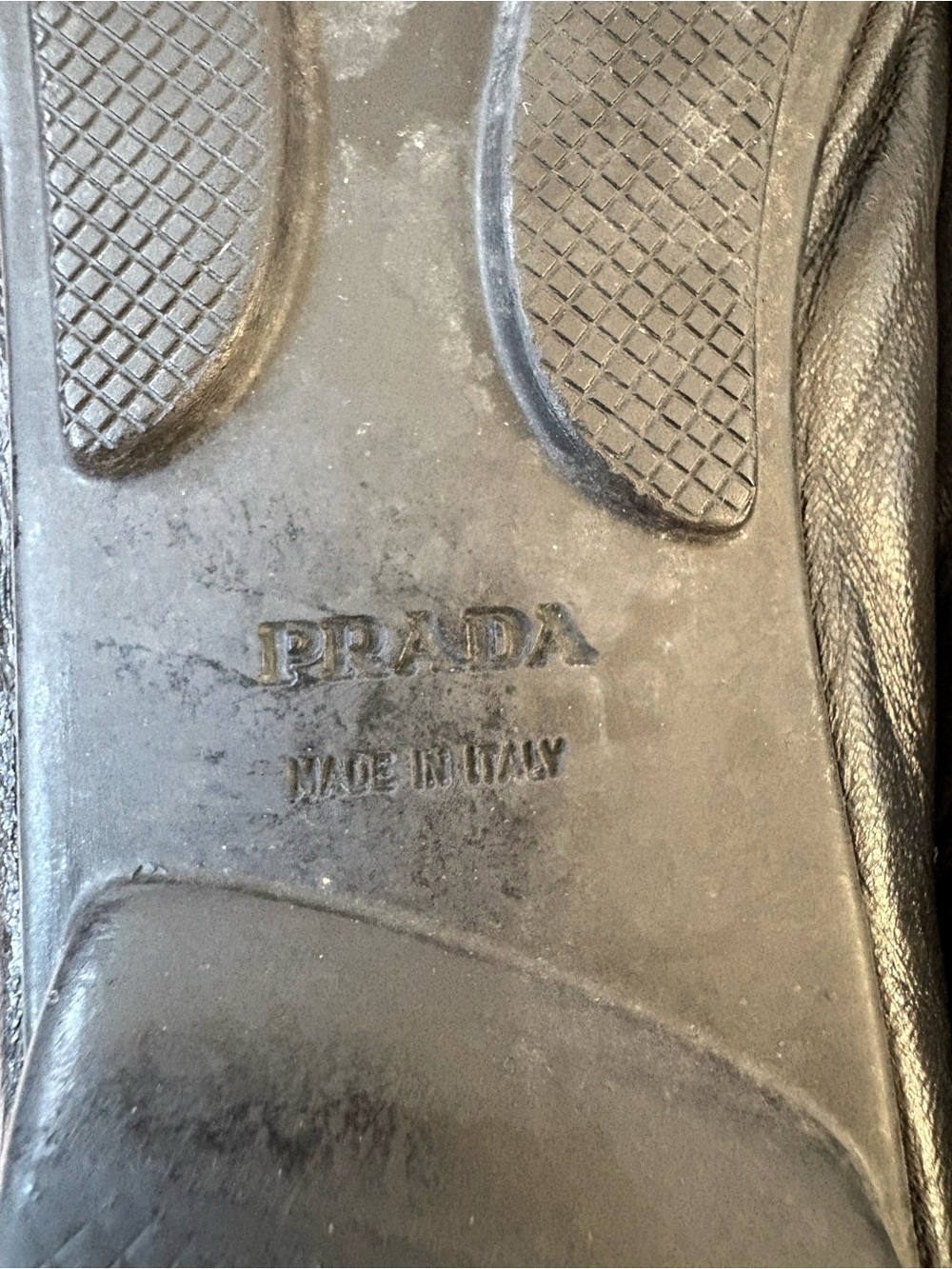 Authentic Prada Black Leather Loafers Flats Logo 36.5 Career Academia Preppy - Picture 7 of 10